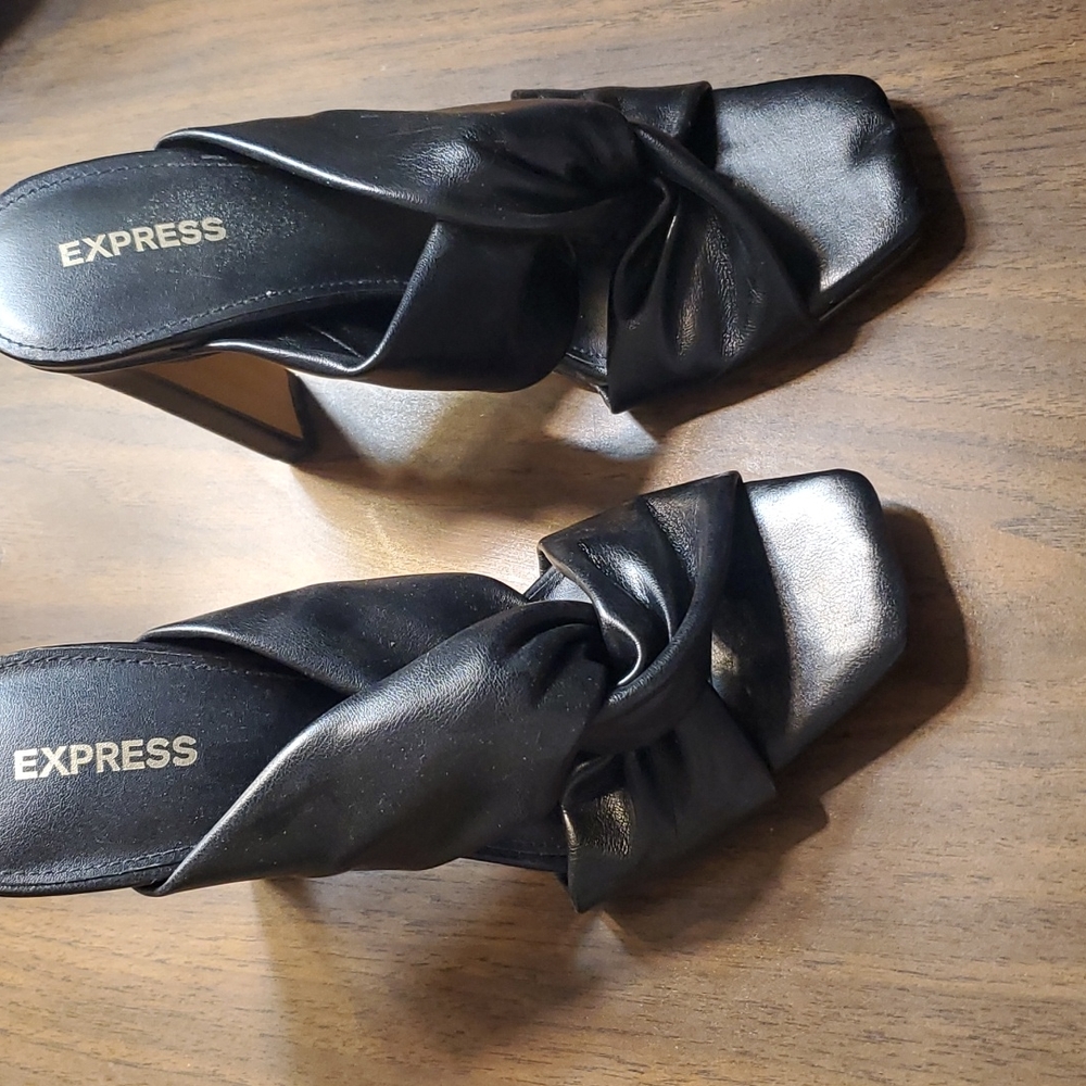 Black leather heels